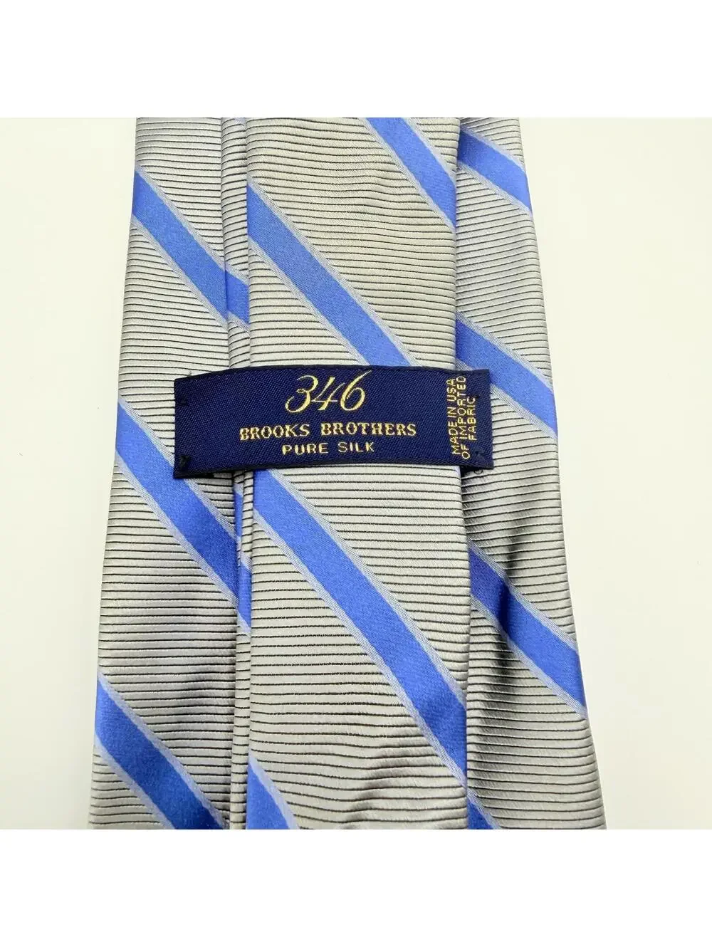 Brooks Brothers Tie Men's Silver Blue Stripe 100% Silk
